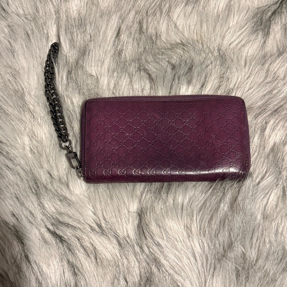 Gucci Plum Leather Wristlet/wallet